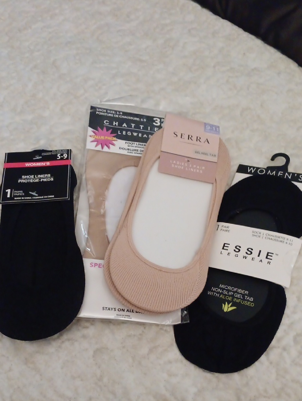 8 Pairs  No-Show Foot Liners - Nude And Black